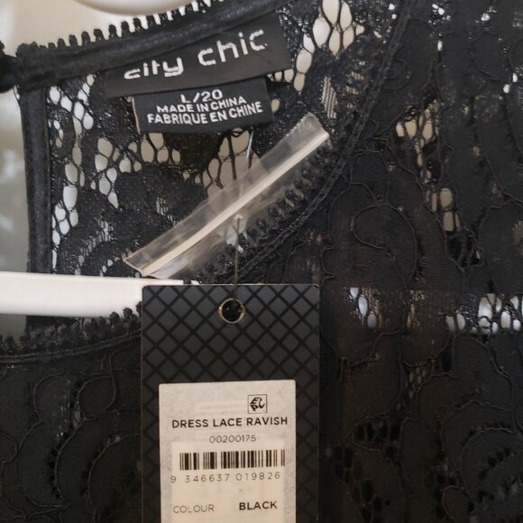 City Chic Black Short Sleeve Lace Dress. New With Tags - Picture 5 of 8
